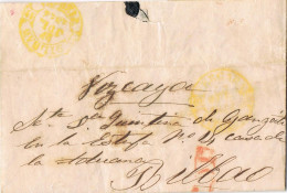 54884. Carta Entera Prefilatelica DEVA (Guipuzcoa) 1844. Fechador Baeza De Vergara En Amarillo, Porteo 5 - ...-1850 Voorfilatelie