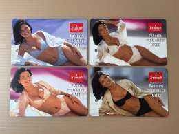 Singapore SMRT TransitLink Metro Train Subway Ticket Card, Triumph Bra 1, Set Of 4 Used Cards - Singapore