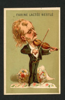 Chromo Farine Lactée Nestlé Maison Henri Nestlé Lith. Appel    Caricature Musicien Violon Bouquets De Fleurs - Autres & Non Classés