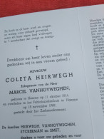 Doodsprentje Coleta Heirwegh / Hamme 11/10/1914 - 15/11/1989 ( Marcel Vanhoyweghen ) - Religion & Esotericism