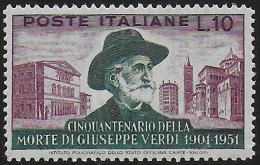 1951 Italia Lire 10 Verdi Lineare MNH Sass N. 677A - 1946-60: Ungebraucht