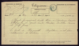 TELEGRAMME SANITAIRE - 21/2/1897 - VILLEFRANCHE SUR MER - PLUS DE CHOLERA A PLYMOUTH - Telegramas Y Teléfonos