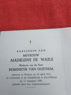 Doodsprentje Madeleine De Waele / Hamme 26/4/1913 Sint Niklaas 11/8/1989 ( Dominicus Van Goethem ) - Religion & Esotericism