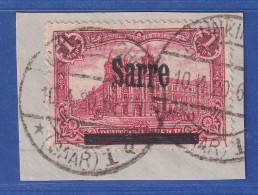 Saargebiet 1 Mark Mi.-Nr.17 Mit Aufdruckfehler V S Gespalten, Gepr. BURGER BPP.  - Used Stamps
