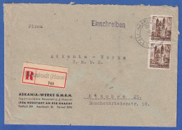 Franz. Zone Rh.-Pfalz 40er Mi.-Nr. 39 MEF Auf R-Brief V. Neustadt N. München  - Renania-Palatinado