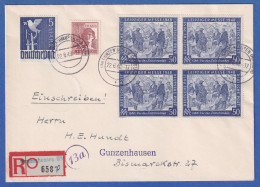 Währungsreform 1948 Orts-R-Brief Aus GUNZENHAUSEN Mit U.a 5 Mark Mi.-Nr. 962 - Storia Postale