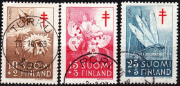 FINLAND 1954 FAUNA: Insects And Flowers. Against Tuberculosis. Complete, Used - Mariposas