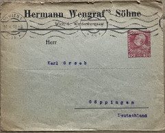 AUSTRIA 1913, PRIVATE PRINTED STATIONERY, COVER USED TO GERMANY, ADVERTISING HERMANIN WENGRAF'S SOHNE,   VIENNA CITY CAN - Covers & Documents