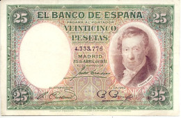 SPAIN 25 PESETAS 25/04/1931 - 1-2-5-25 Peseten