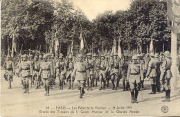 CPA - PARIS - FETES 14 JUILLET 1919 - ENTREE DES TROUPES DU 1er CORPS AVE. GRANDE ARMEE (RARE CLICHE) - Regimientos