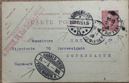 FRANCE TO DENMARK, STATIONERY CARD USED 1905, EGG SIZE CHOP, HARALD COPENHAGEN & PARIS CITY CANCEL. - Lettres & Documents