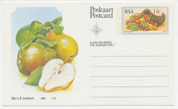 Postal Stationery Republic Of South Africa 1982 Pear - Frutas