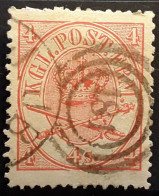 DANMARK DANEMARK 1864, Yvert No 13, 4 S Rouge Obl  Chiffre 181 Dans Cercles Concentriques + Cachet à Date   , TB - Usado