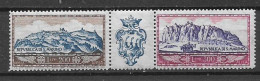 SAN MARINO  1958 POSTA AEREA  VEDUTE DEL MONTE TITANO  TRITTICO SASS. 119.120 MNH XF - Neufs