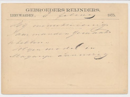 Briefkaart G. 7 Particulier Bedrukt Leeuwarden 1875 - Postwaardestukken