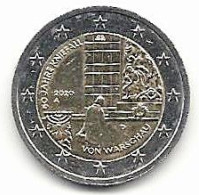 2 Euro, 2020, 50 Jahre Kniefall Von Warschau, Prägestätte (A), Vz, Gut Erhaltene Umlaufmünze - Germany