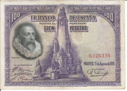 SPAIN 100 PESETAS 15/08/1928 - 100 Peseten