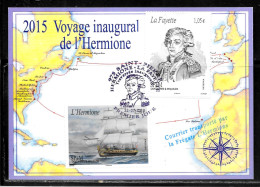 C469 - F 1137TRAVERSEE INAUGURALE DE LA FREGATE L'HERMIONE LA FAYETTE - COURRIER TRANSPORTE PAR LA FREGATE - Lettres & Documents