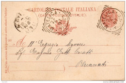 1897 CARTOLINA CON ANNULLO MATELICA  MACERATA + RECANATI - Entero Postal