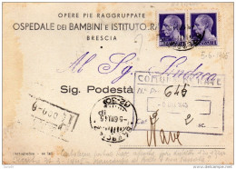 1945 CARTOLINA RACCOMANDATA CON ANNULLO BRESCIA - Poststempel