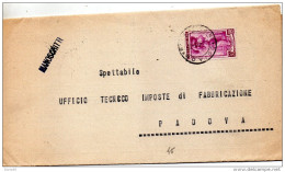 1956   LETTERA CON ANNULLO ROVIGO - 1946-60: Storia Postale