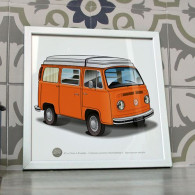 Poster Volkswagen Combi T2 Westfalia Orange Et Blanc - Cars