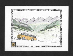 1953   63.SCHWEIZ.PHILATELISTEN-KONGRESS WATTWIL ► Schöne Jubiläumskarte Mit Postauto Wattwil-Hemberg - Brieven En Documenten