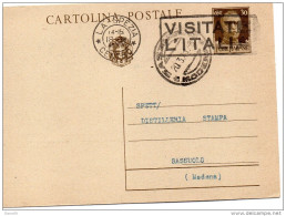 1941 CARTOLINA CON ANNULLO LA SPEZIA  + TARGHETTA VISITATE L'ITALIA - Entiers Postaux