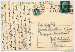 1942 CARTOLINA    CON ANNULLO NAPOLI + TARGHETTA LA LOTTERIA DI MERANO - Entiers Postaux