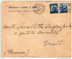 1949  LETTERA INTESTATA SALVIAMO I BAMBINI D'ITALIA CON ANNULLO GENOVA TARGHETTA GIOIA DI VIVERE PROFUMO ORCHIDEA BIANCA - 1946-60: Storia Postale