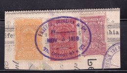 Brazil Revenue  Stamps,  Treasury , On A Piece ,  3 Stamps - Andere & Zonder Classificatie