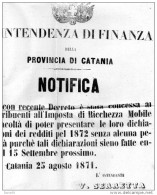 1871 CATANIA -  INTENDENZA DI FINANZA - Historische Dokumente