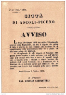 1871 ASCOLI PICENO - AVVISO CENSIMENTO - Plakate