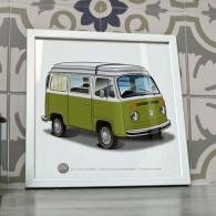 Poster Volkswagen Combi T2 Westfalia Vert Et Blanc - Voitures