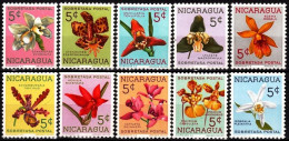 NICARAGUA 1962 FLORA Plants Flowers. Orchids. Complete Postage Due Set, MNH - Orchideen