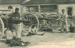 CPA-CASTRES* Caserne * Artillerie* Les Canons- Nettoyage Du Parc** Edit. Raynaud; Bazar Du Mail *écrite En 1910 *TOP - Castres