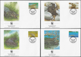 Palau 1994 Y&T 618 à 621 Sur FDC. WWF, Reptiles. Crocodylus Porosus, Le Crocodile Marin Ou Crocodile De Mer - Altri & Non Classificati