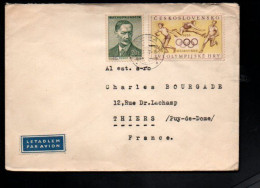 TCHECOSLOVAQUIE AFFRANCHISSEMENT COMPOSE SUR LETTRE AVION POUR LA FRANCE 1957 - Cartas & Documentos