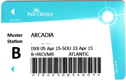INGHILTERRA   KEY CABIN P&O Arcadia CRUISES (    Shipping Company ) - Chiavi Elettroniche Di Alberghi