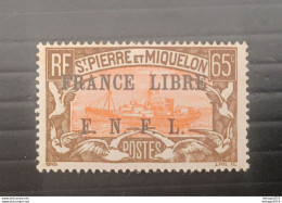 ST PIERRE ET MIQUELLON 1941 STAMPS OF 1922 OVERPRINT FRANCE LIBRE F N F L CAT. YVERT N. 240 MNH - Nuevos