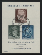DDR 1955 Michel Schiller-Block 12 PF. IV Gef.gest., Michel 120,-€, 2 Scans, Plattenfehler - Varietà E Curiosità