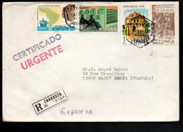 ESPAGNE  AFFRANCHISSEMENT COMPOSE SUR LETTRE RECOMMANDEE POUR LA FRANCE 1977 - Storia Postale