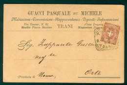 BB035 - GUACCI PASQUALE FU MICHELE MEDIAZIONI TRANI CARTOLINA COMMERCIALE PER ORTE 1900 - Händler