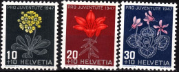 SWITZERLAND 1947 FLORA Plants: Flowers. Pro Juventute. Short Set, MLH / MNH - Autres & Non Classés