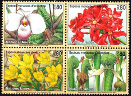 UNITED NATIONS / Geneva 1996 FLORA Endangered Plants: Flowers. Block, MNH - Autres & Non Classés