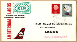 07607 ● KLM Scheduled First Flight March 4, 1967 AMSTERDAM-LAGOS Vol Inaugural Eerste Vlucht Retour Expéditeur - Storia Postale