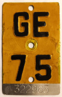 Velonummer Mofanummer Genf Genève GE 75, Gelb - Number Plates