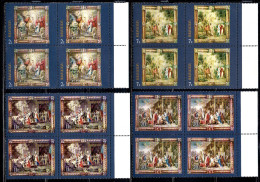 MALTA 1977 TAPESTRIES AFTER DESIGNS BY RUBENS TAPPEZZERIE TAPESTRY COMPLETE SET SERIE COMPLETA BLOCK QUARTINA MNH - Malte