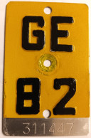 Velonummer Mofanummer Genf Genève GE 82, Gelb - Nummerplaten