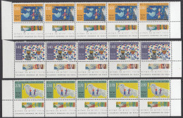 ISRAEL  693-695, 5erStreifen Mit Unterrand, Postfrisch **, Kinderzeichnungen Zum Thema „Frieden“, 1977 - Unused Stamps (with Tabs)